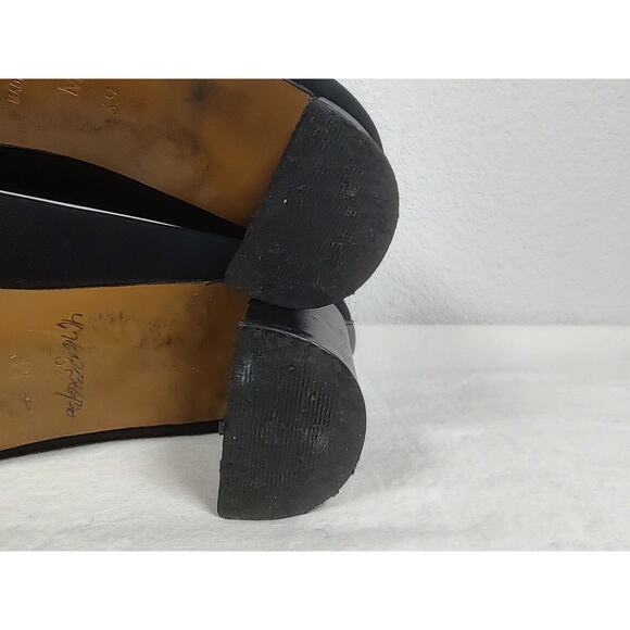 Taryn Rose, Black Pump Block Heel Stretch Fabric Leather Trim Size EU39M = US8M - Picture 15 of 16